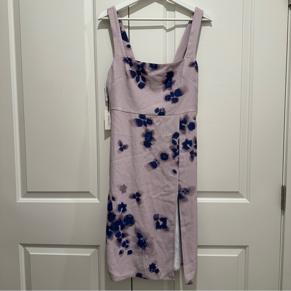 Aritzia Babaton Munroe Mauve Square Neck Sleeveless ‘90s Slit Midi Dress